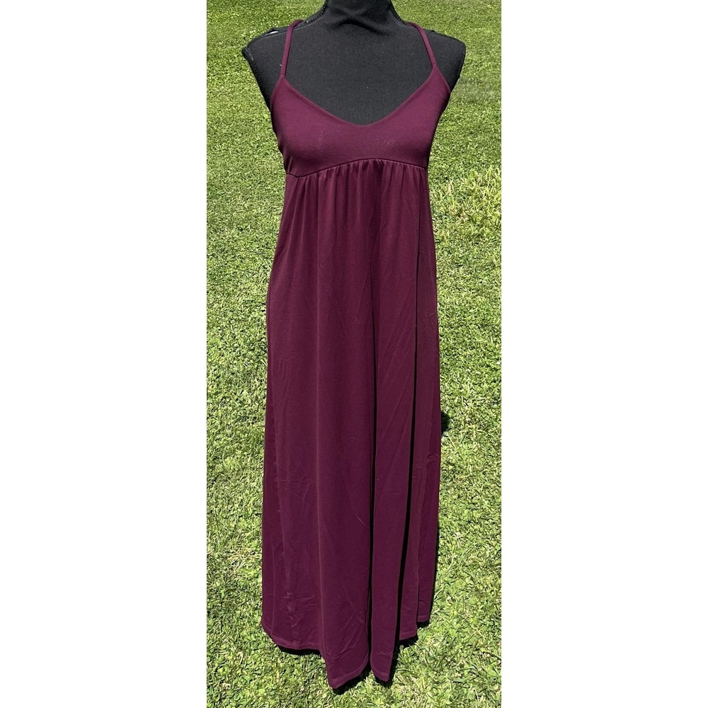 Susana Monaco Burgundy Maxi Dress M Criss Cross Back Empire Waist Stretch USA - Picture 3 of 7
